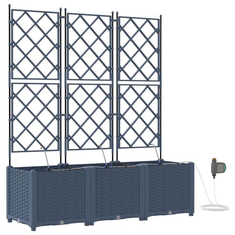 Sodo vazonas 3 pcs Pilka 120 x 40 x 142 cm Plastmasė