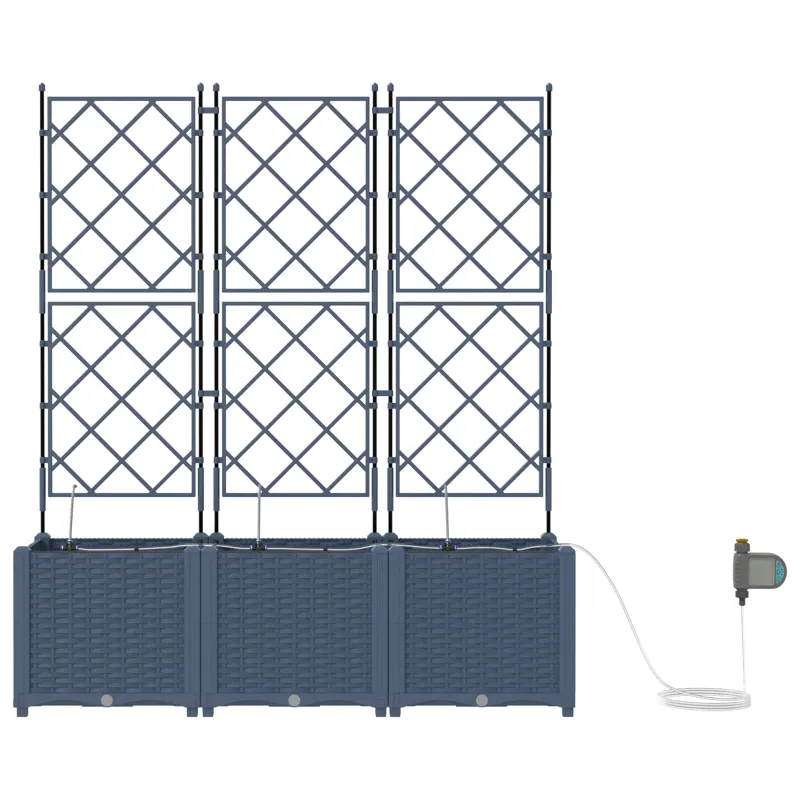 Sodo vazonas 3 pcs Pilka 120 x 40 x 142 cm Plastmasė