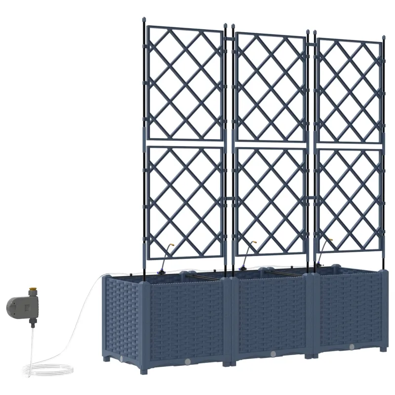 Sodo vazonas 3 pcs Pilka 120 x 40 x 142 cm Plastmasė