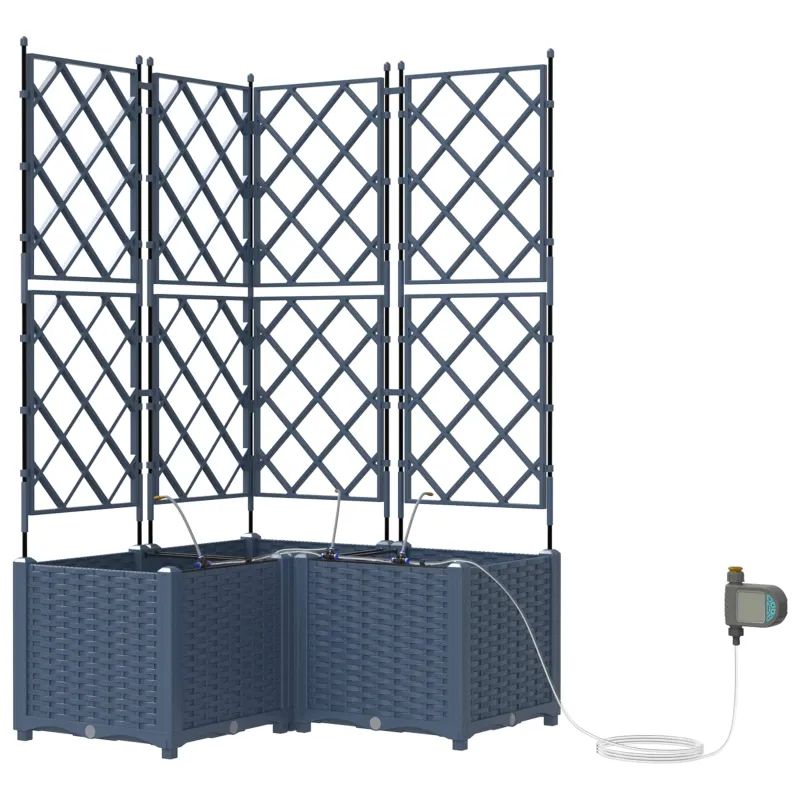 Sodo vazonas 3 pcs Pilka 80 x 80 x 142 cm Plastmasė