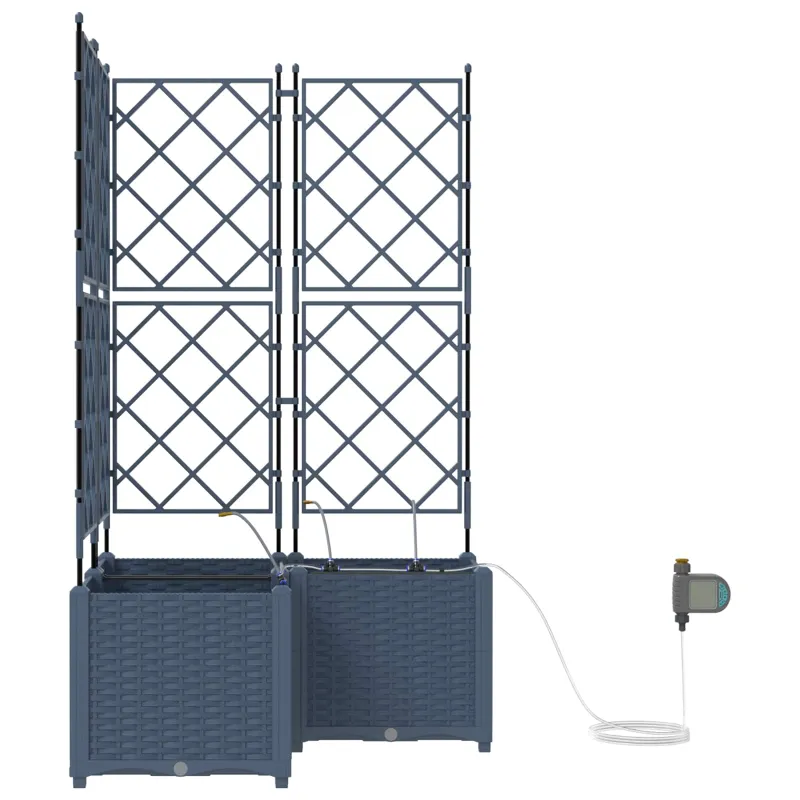 Sodo vazonas 3 pcs Pilka 80 x 80 x 142 cm Plastmasė