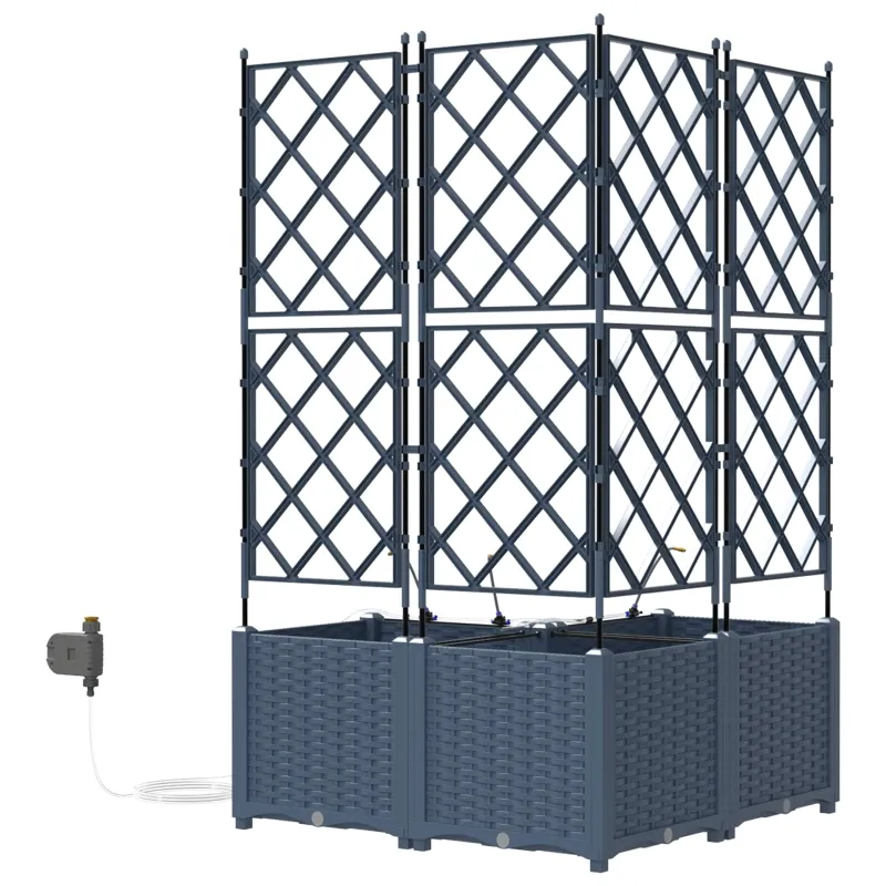 Sodo vazonas 3 pcs Pilka 80 x 80 x 142 cm Plastmasė