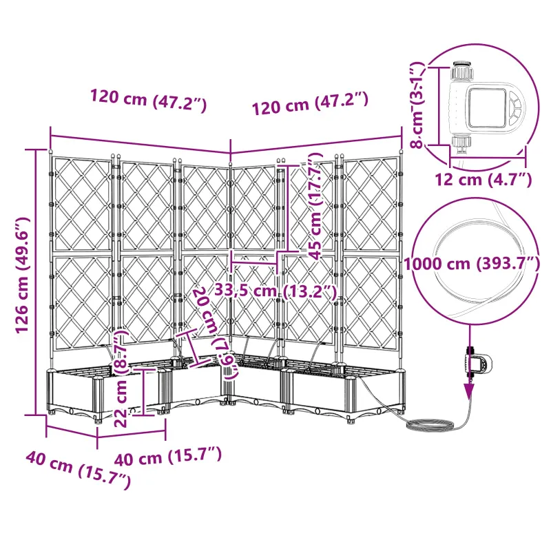 Sodo vazonas 5 pcs Pilka 120 x 120 x 126 cm Plastmasė