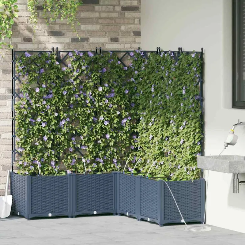 Sodo vazonas 5 pcs Pilka 120 x 120 x 142 cm Plastmasė