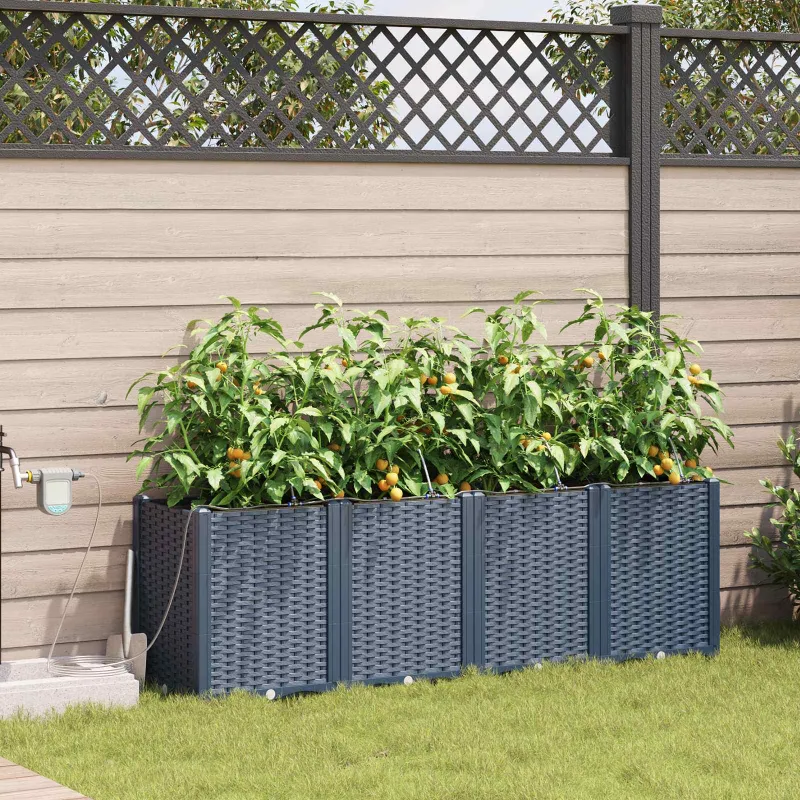 Sodo vazonas 4 pcs Pilka 160 x 40 x 52 cm Plastmasė