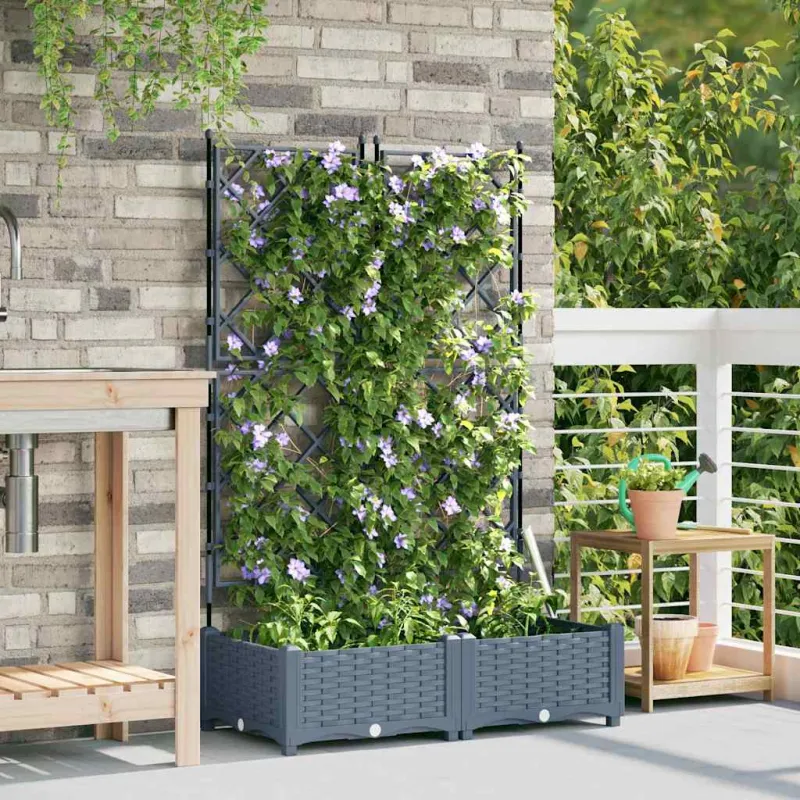 Sodo vazonas 2 pcs Šviesiai Pilka 80 x 40 x 125,5 cm Plastmasė