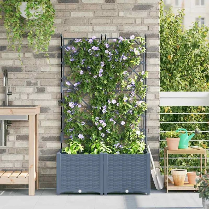 Sodo vazonas 2 pcs Šviesiai Pilka 80 x 40 x 143 cm Plastmasė