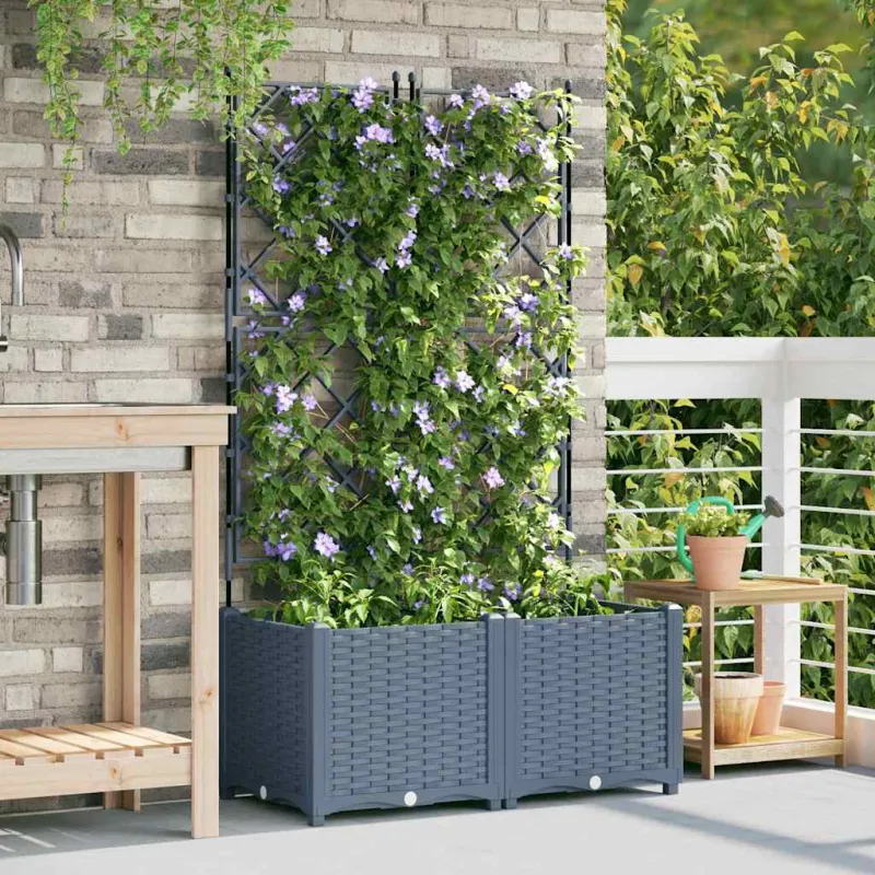 Sodo vazonas 2 pcs Šviesiai Pilka 80 x 40 x 143 cm Plastmasė