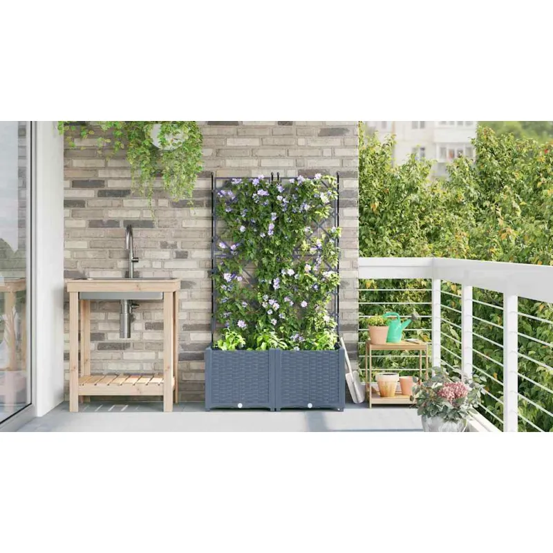 Sodo vazonas 2 pcs Šviesiai Pilka 80 x 40 x 143 cm Plastmasė