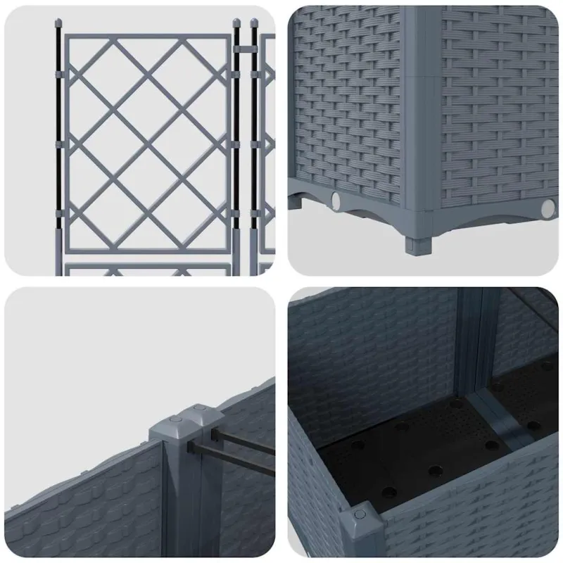 Sodo vazonas 2 pcs Šviesiai Pilka 80 x 40 x 143 cm Plastmasė