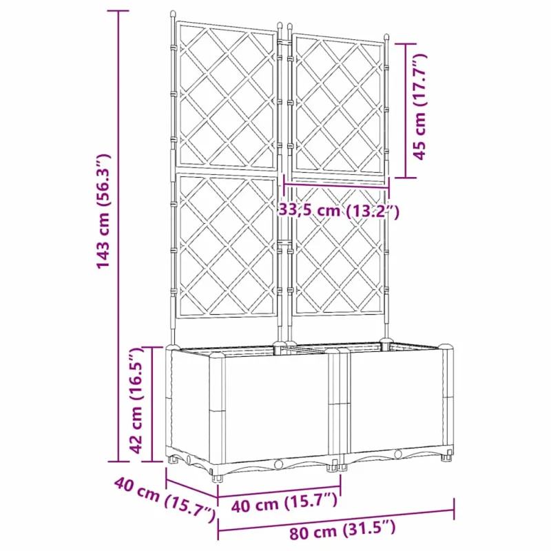 Sodo vazonas 2 pcs Šviesiai Pilka 80 x 40 x 143 cm Plastmasė