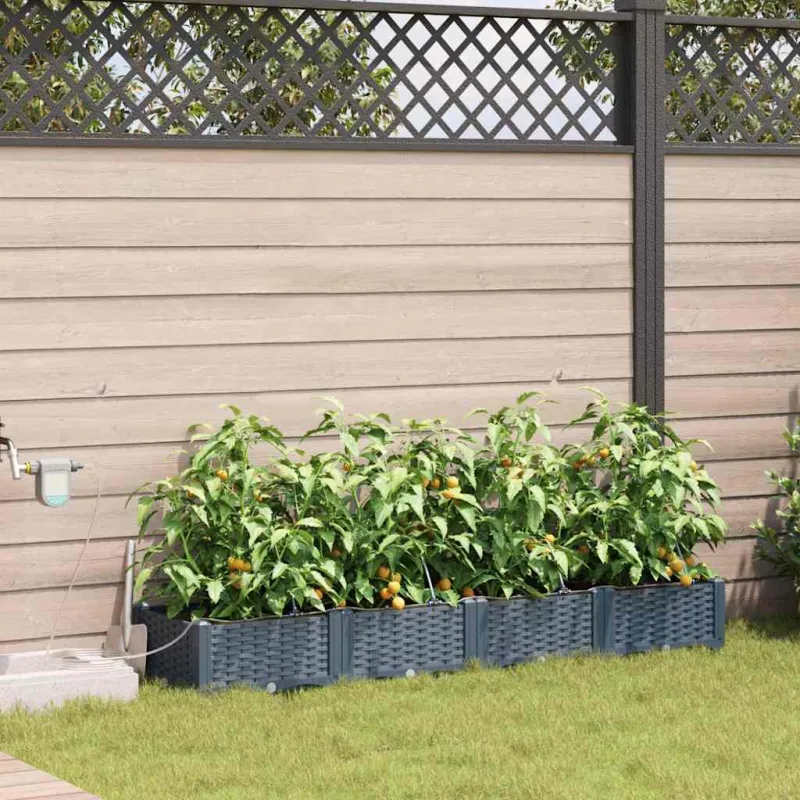 Sodo vazonas 4 pcs Šviesiai Pilka 160 x 40 x 22 cm Plastmasė