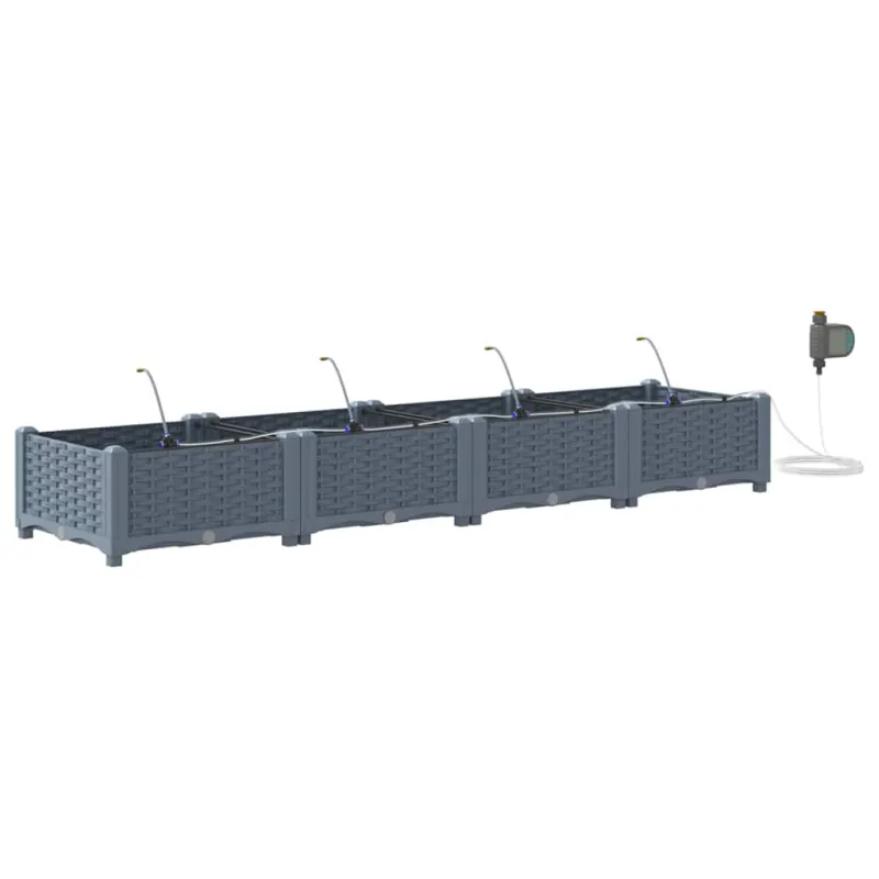 Sodo vazonas 4 pcs Šviesiai Pilka 160 x 40 x 22 cm Plastmasė