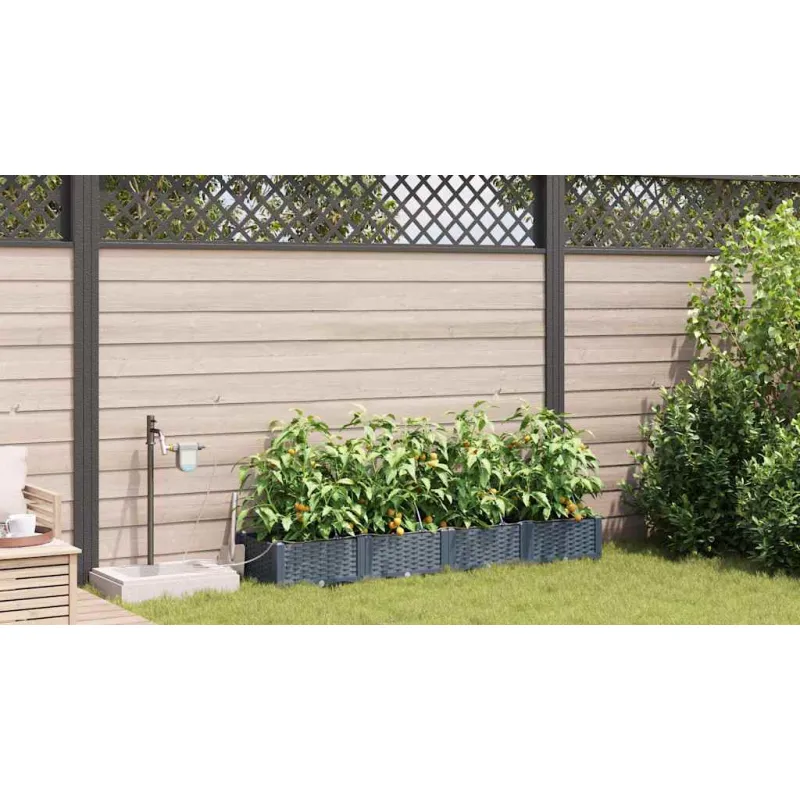 Sodo vazonas 4 pcs Šviesiai Pilka 160 x 40 x 22 cm Plastmasė
