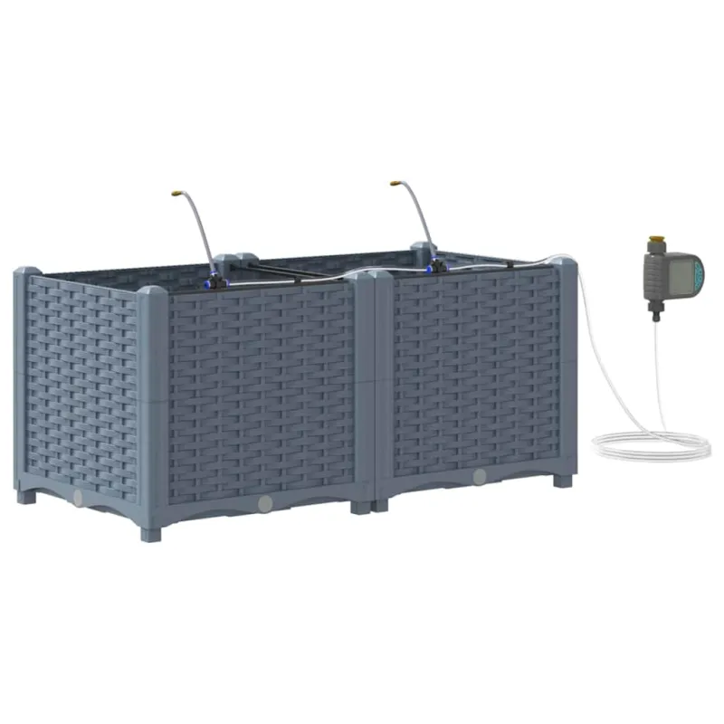 Sodo vazonas 2 pcs Šviesiai Pilka 80 x 40 x 37,5 cm Plastmasė
