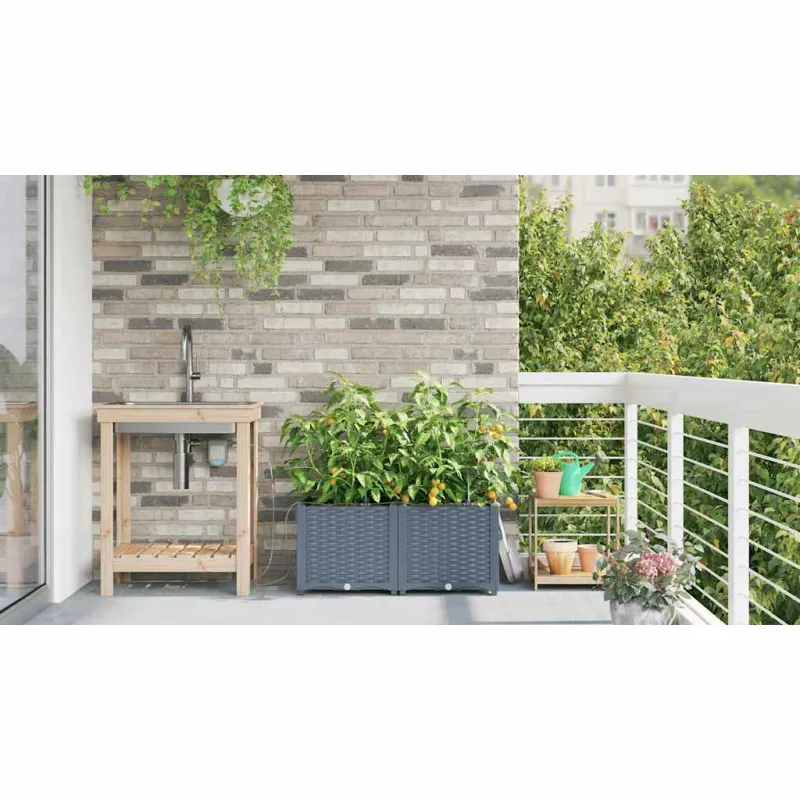Sodo vazonas 2 pcs Šviesiai Pilka 80 x 40 x 37,5 cm Plastmasė