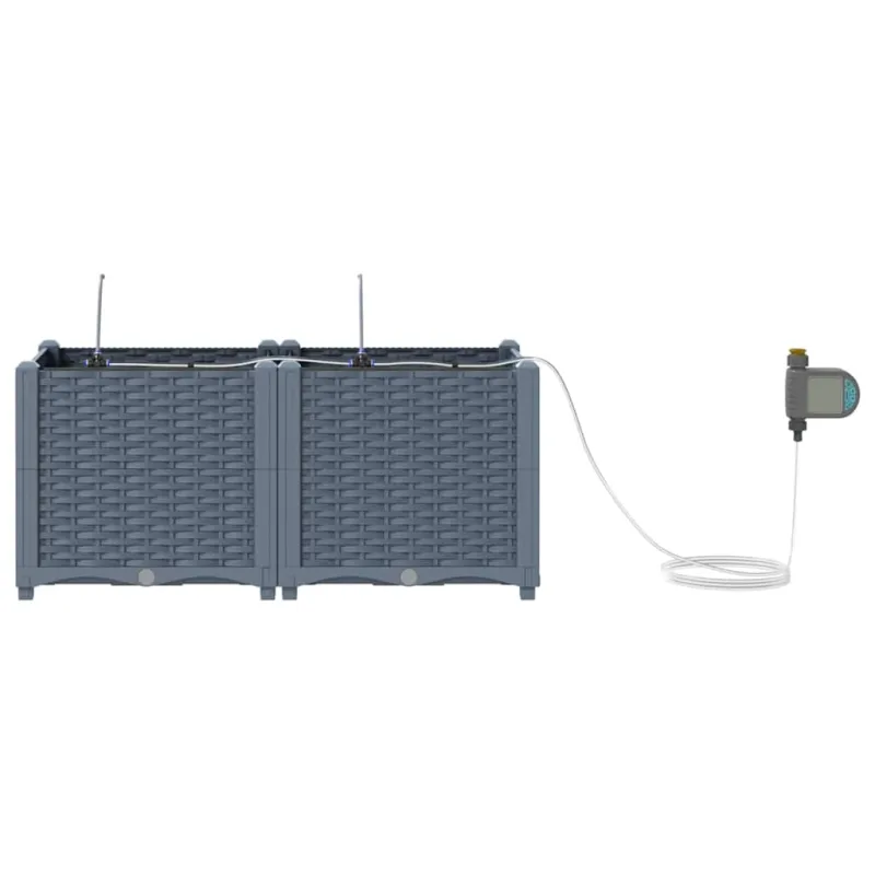 Sodo vazonas 2 pcs Šviesiai Pilka 80 x 40 x 37,5 cm Plastmasė
