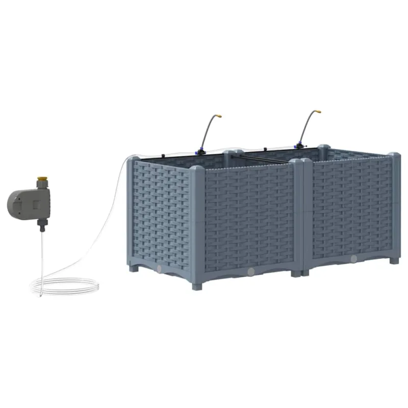 Sodo vazonas 2 pcs Šviesiai Pilka 80 x 40 x 37,5 cm Plastmasė