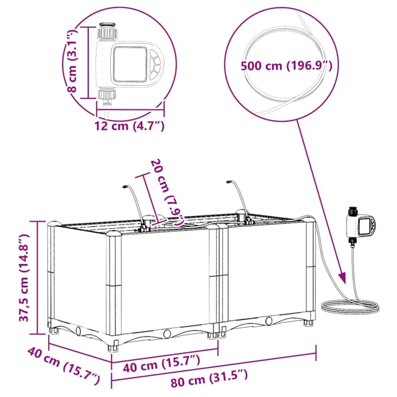 Sodo vazonas 2 pcs Šviesiai Pilka 80 x 40 x 37,5 cm Plastmasė