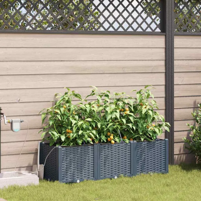 Sodo vazonas 3 pcs Šviesiai Pilka 120 x 40 x 37,5 cm Plastmasė