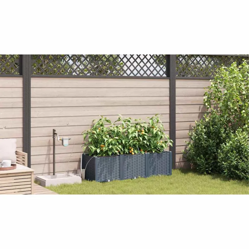Sodo vazonas 3 pcs Šviesiai Pilka 120 x 40 x 37,5 cm Plastmasė