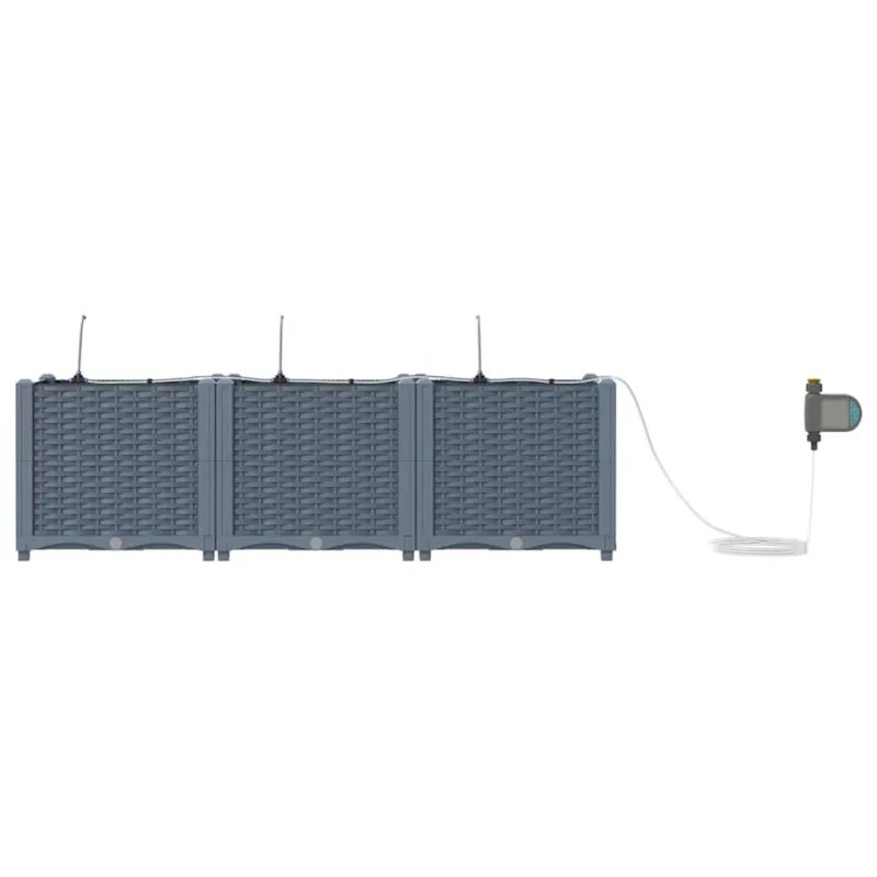 Sodo vazonas 3 pcs Šviesiai Pilka 120 x 40 x 37,5 cm Plastmasė