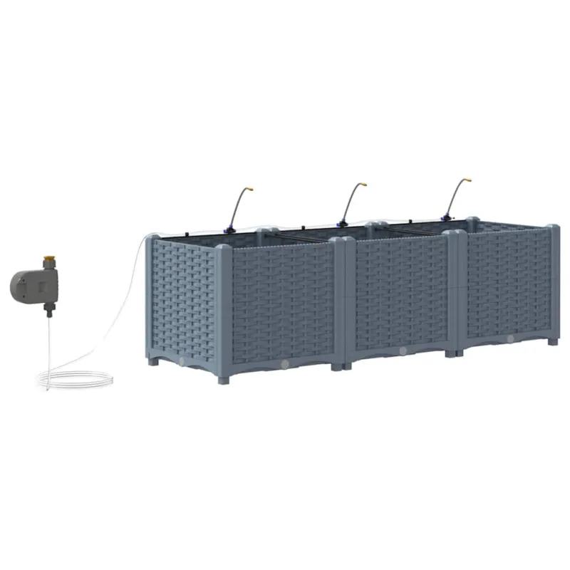 Sodo vazonas 3 pcs Šviesiai Pilka 120 x 40 x 37,5 cm Plastmasė