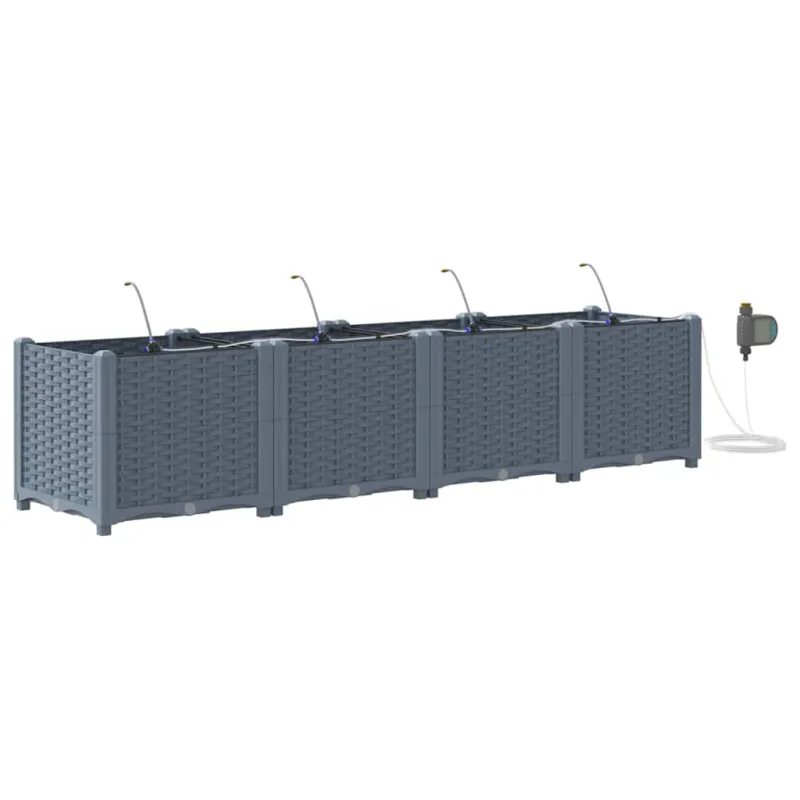 Sodo vazonas 4 pcs Šviesiai Pilka 160 x 40 x 37,5 cm Plastmasė