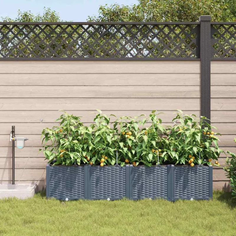Sodo vazonas 4 pcs Šviesiai Pilka 160 x 40 x 37,5 cm Plastmasė
