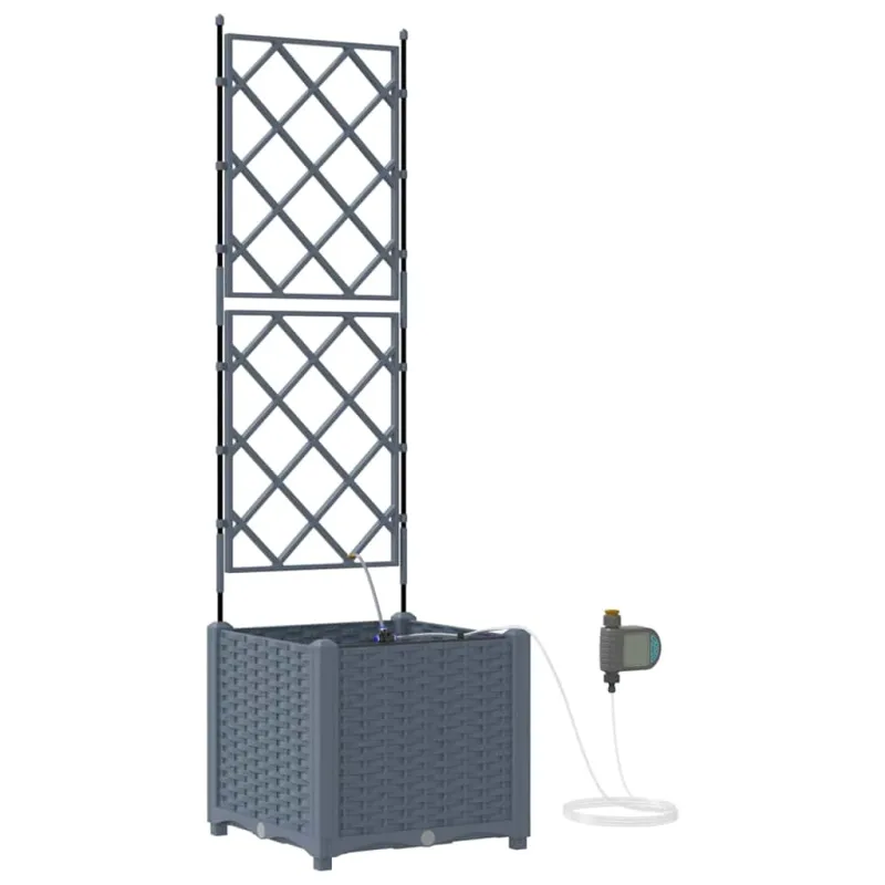 Sodo vazonas 2 pcs Šviesiai Pilka 40 x 40 x 142 cm Plastmasė
