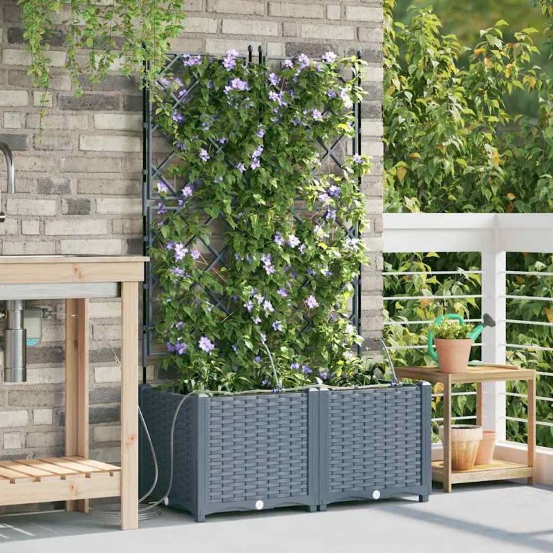 Sodo vazonas 2 pcs Šviesiai Pilka 80 x 40 x 142 cm Plastmasė