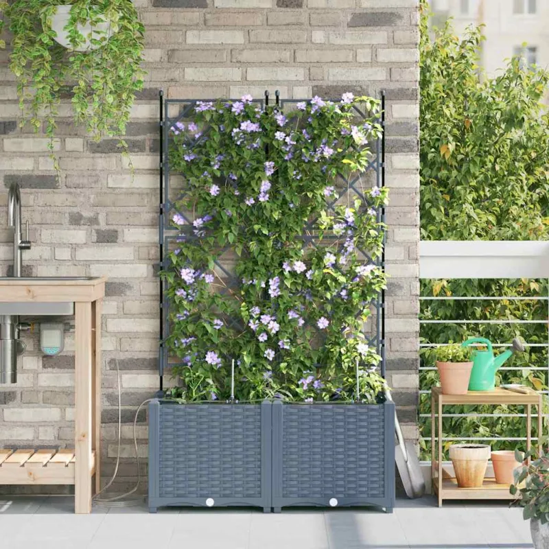 Sodo vazonas 2 pcs Šviesiai Pilka 80 x 40 x 142 cm Plastmasė