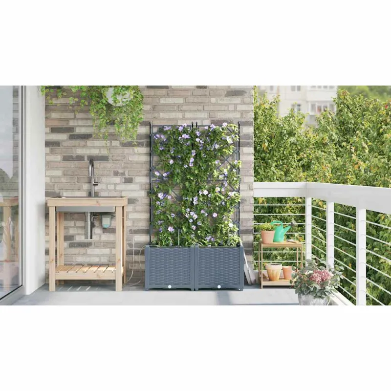 Sodo vazonas 2 pcs Šviesiai Pilka 80 x 40 x 142 cm Plastmasė
