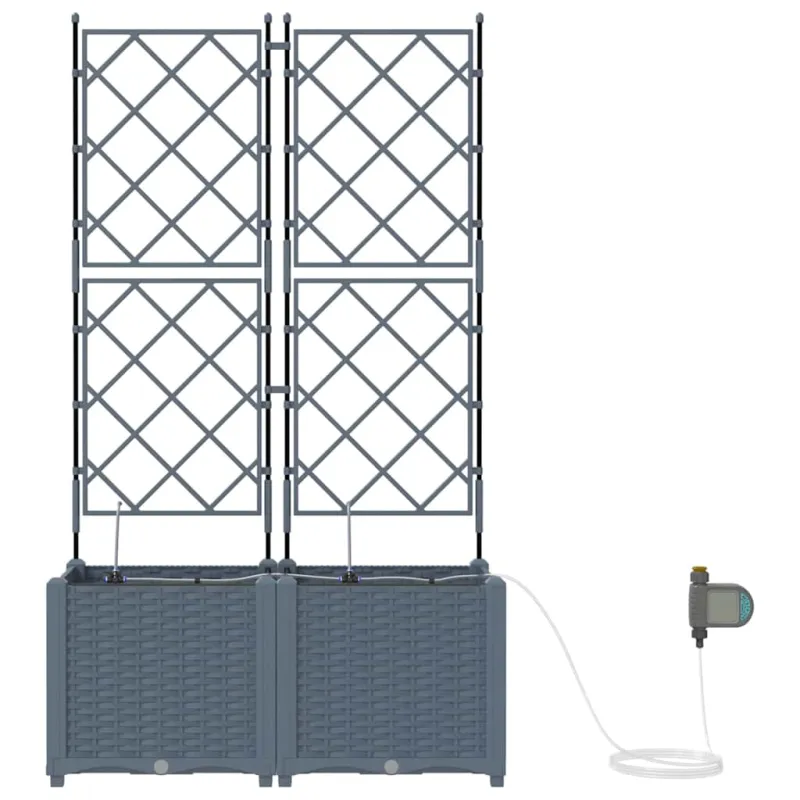 Sodo vazonas 2 pcs Šviesiai Pilka 80 x 40 x 142 cm Plastmasė