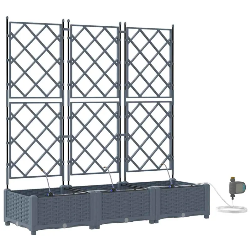 Sodo vazonas 3 pcs Šviesiai Pilka 120 x 40 x 126 cm Plastmasė