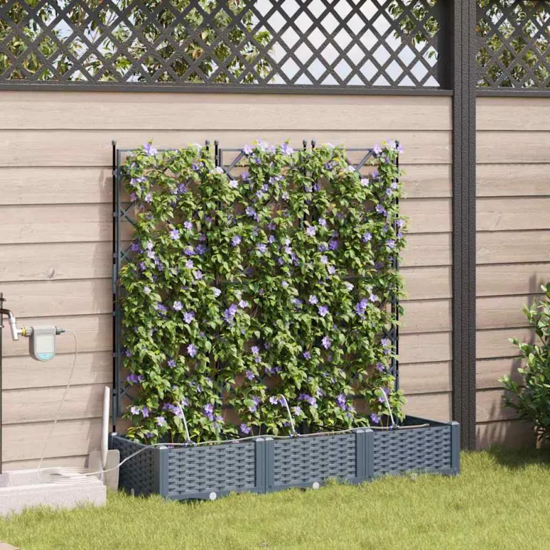 Sodo vazonas 3 pcs Šviesiai Pilka 120 x 40 x 126 cm Plastmasė