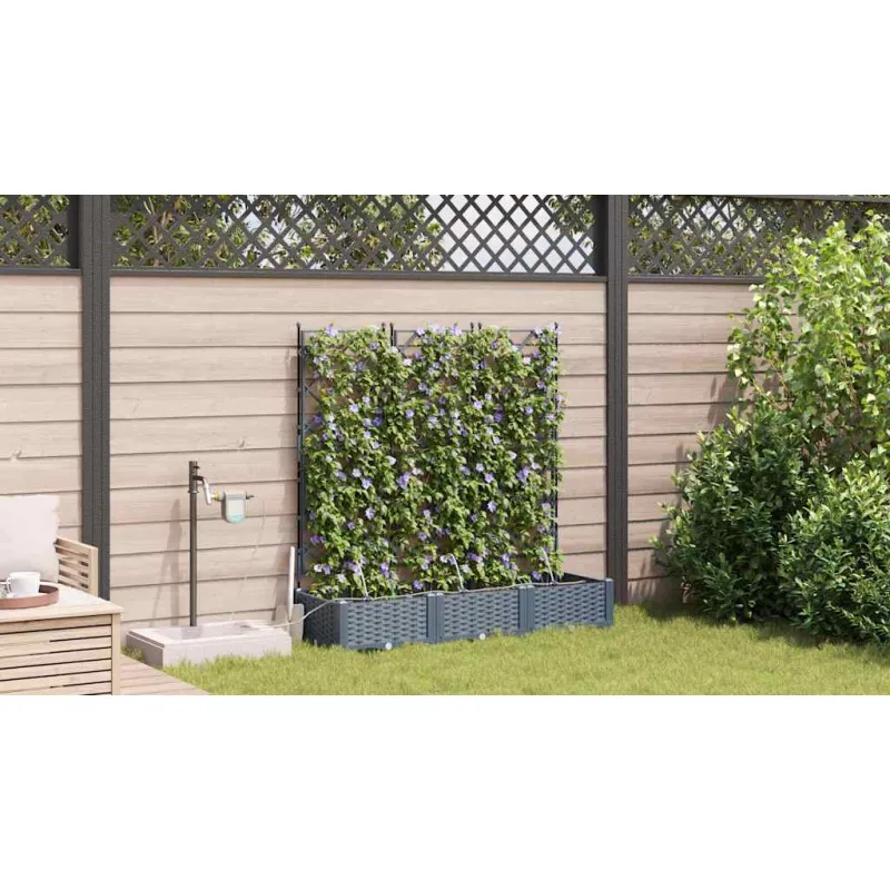 Sodo vazonas 3 pcs Šviesiai Pilka 120 x 40 x 126 cm Plastmasė