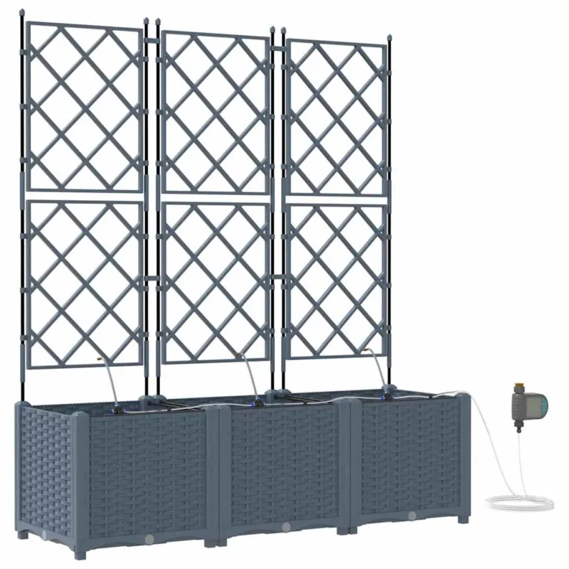 Sodo vazonas 3 pcs Šviesiai Pilka 120 x 40 x 142 cm Plastmasė