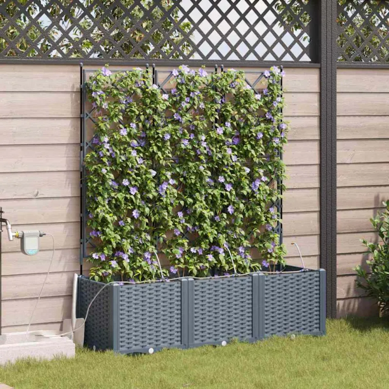Sodo vazonas 3 pcs Šviesiai Pilka 120 x 40 x 142 cm Plastmasė