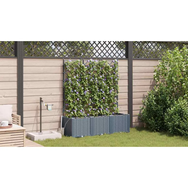 Sodo vazonas 3 pcs Šviesiai Pilka 120 x 40 x 142 cm Plastmasė