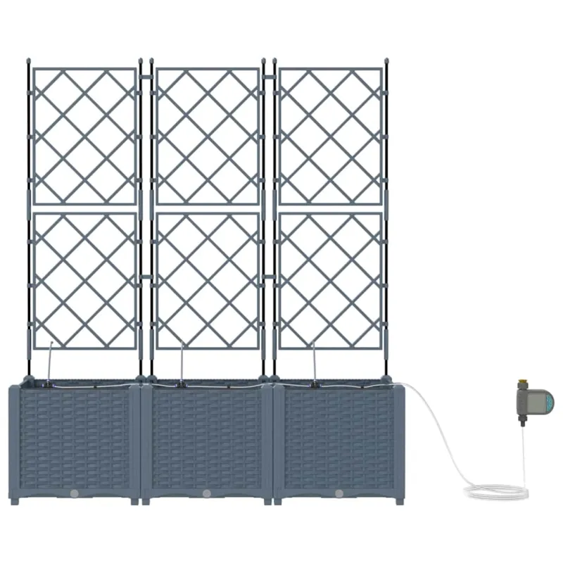Sodo vazonas 3 pcs Šviesiai Pilka 120 x 40 x 142 cm Plastmasė