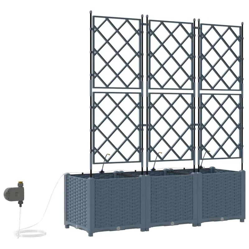 Sodo vazonas 3 pcs Šviesiai Pilka 120 x 40 x 142 cm Plastmasė