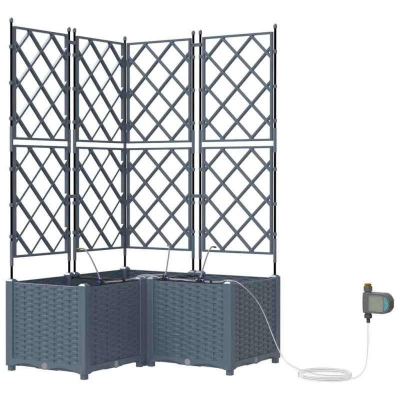 Sodo vazonas 3 pcs Šviesiai Pilka 80 x 80 x 142 cm Plastmasė