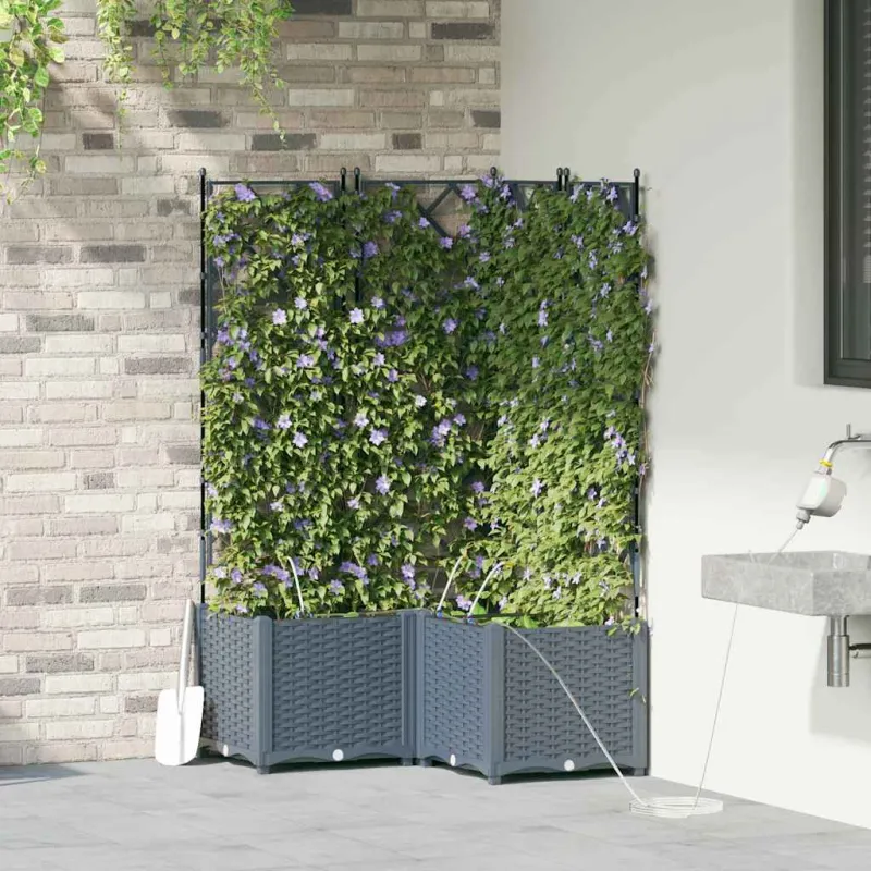 Sodo vazonas 3 pcs Šviesiai Pilka 80 x 80 x 142 cm Plastmasė