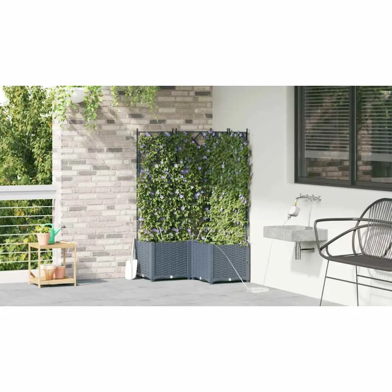 Sodo vazonas 3 pcs Šviesiai Pilka 80 x 80 x 142 cm Plastmasė