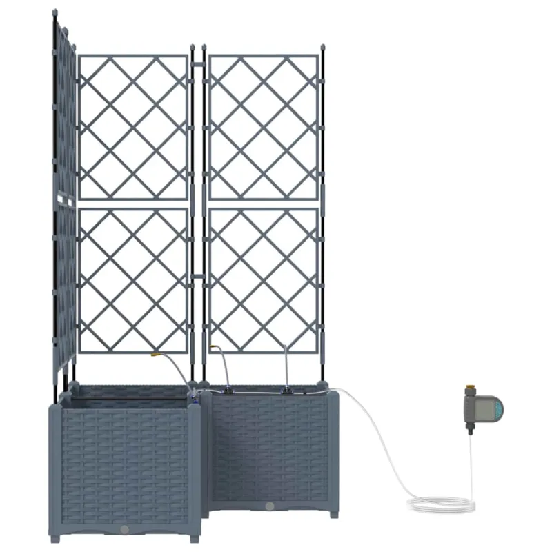 Sodo vazonas 3 pcs Šviesiai Pilka 80 x 80 x 142 cm Plastmasė