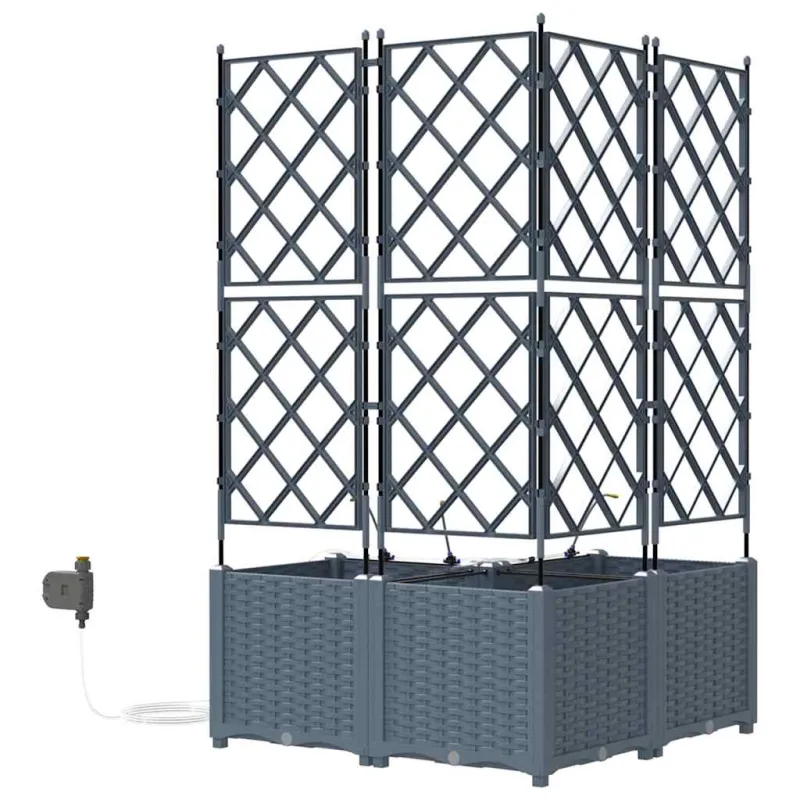 Sodo vazonas 3 pcs Šviesiai Pilka 80 x 80 x 142 cm Plastmasė
