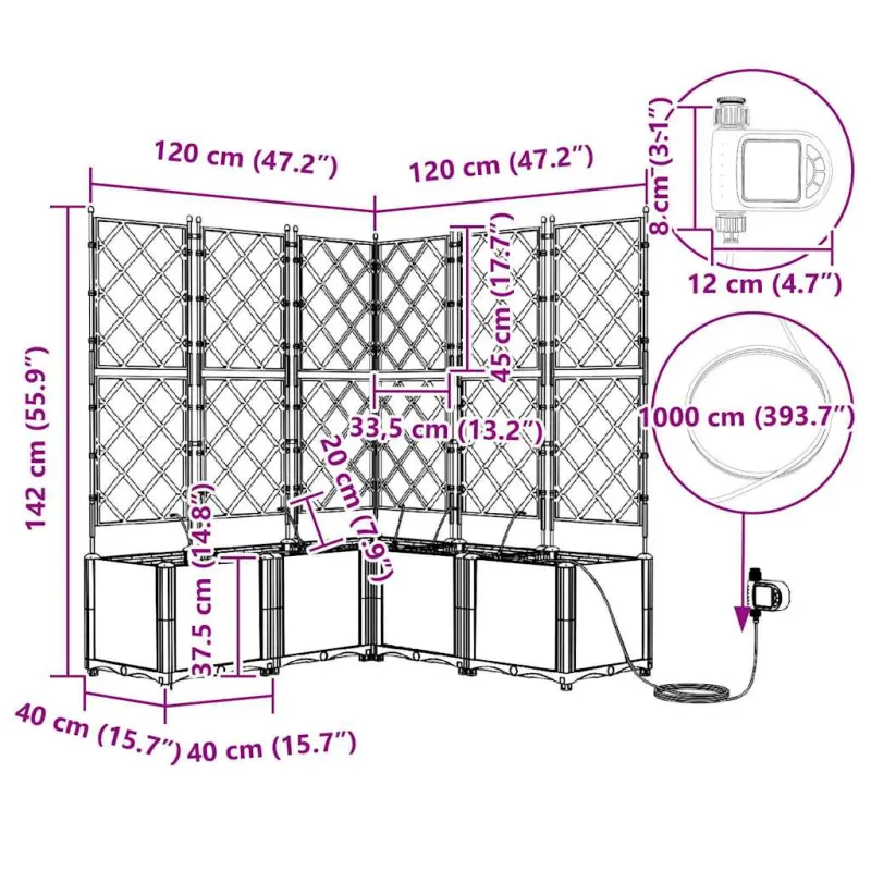 Sodo vazonas 5 pcs Šviesiai Pilka 120 x 120 x 142 cm Plastmasė