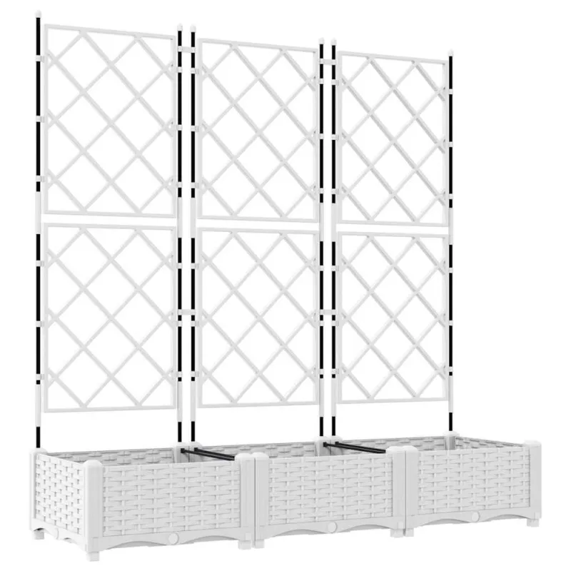 Sodo vazonas 3 pcs Baltas 120 x 40 x 125,5 cm Plastmasė