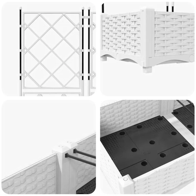 Sodo vazonas 3 pcs Baltas 120 x 40 x 125,5 cm Plastmasė